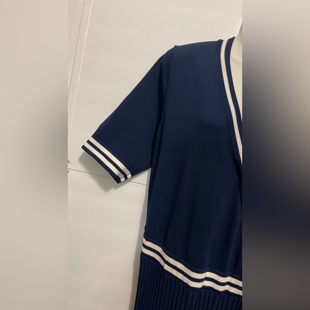 Eva Mendes for New York & Company Navy and White Midi Dress - Picture 4 of 13